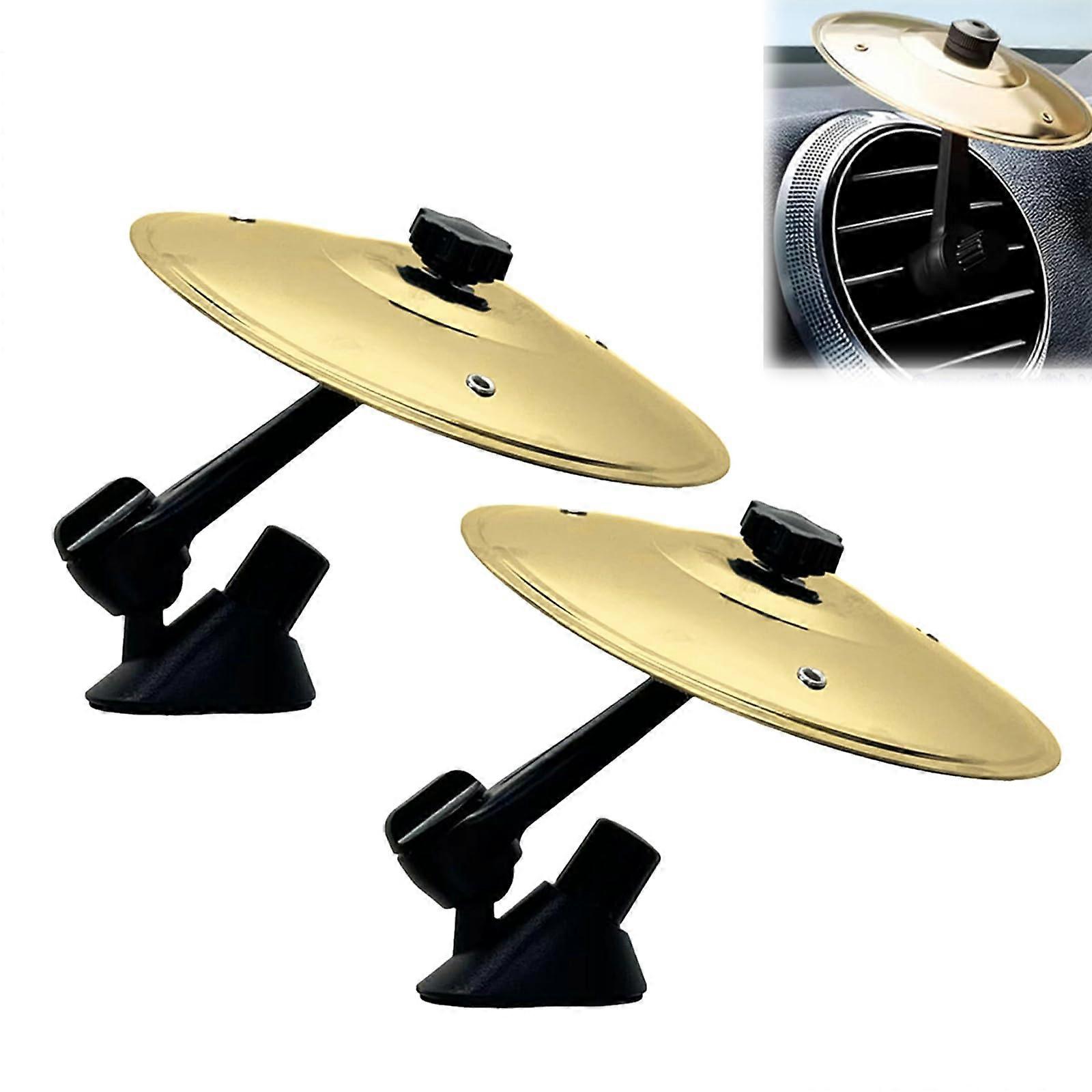 Car Cymbal Air Vent Drum Kit for Drivers & Drummers, Easy Install Dashboard Accessory, Crisp Metallic Sound, Includes 2 Pcs