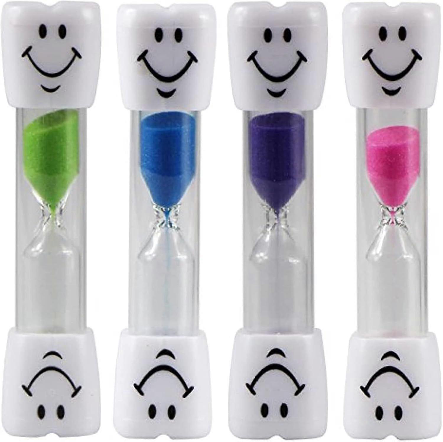 4 Pieces 3 Minute Toothbrush Sand Timer for Kids, Assorted Colors Tooth Shape Timers Plastic Hourglass