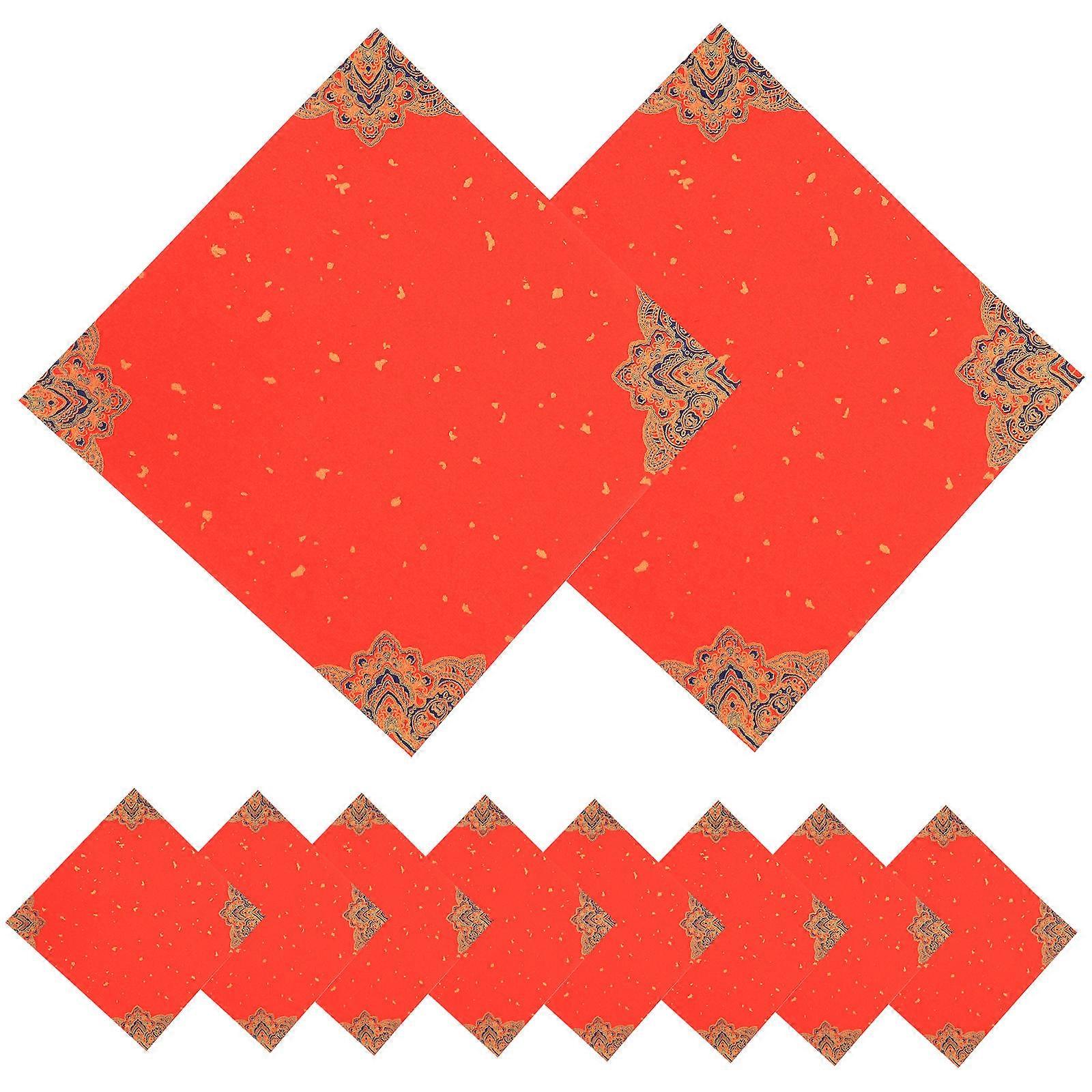 20pcs Blank Fu Character Red Rice Paper for Calligraphy, Xuan Paper for Chinese New Year Party Supplies, Spring Festival Decorations and Blessings