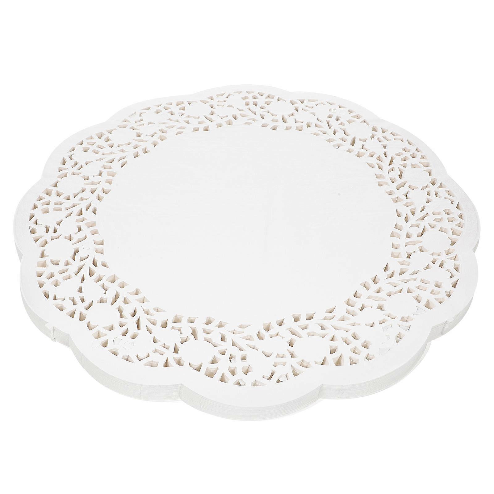 White Lace Round Paper Doilies Oil Absorption Elegant Scrapbooking Collages 140 Sheets Set