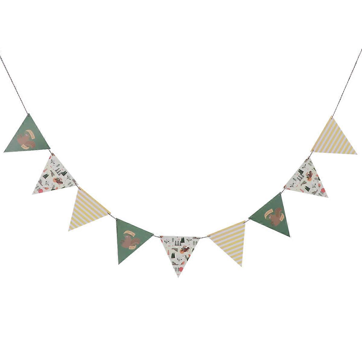 Festive Pennants Bunting Banner Decorative Item For Birthday Party Christmas Celebration Multi Colored Paper Triangle Flag 1Set
