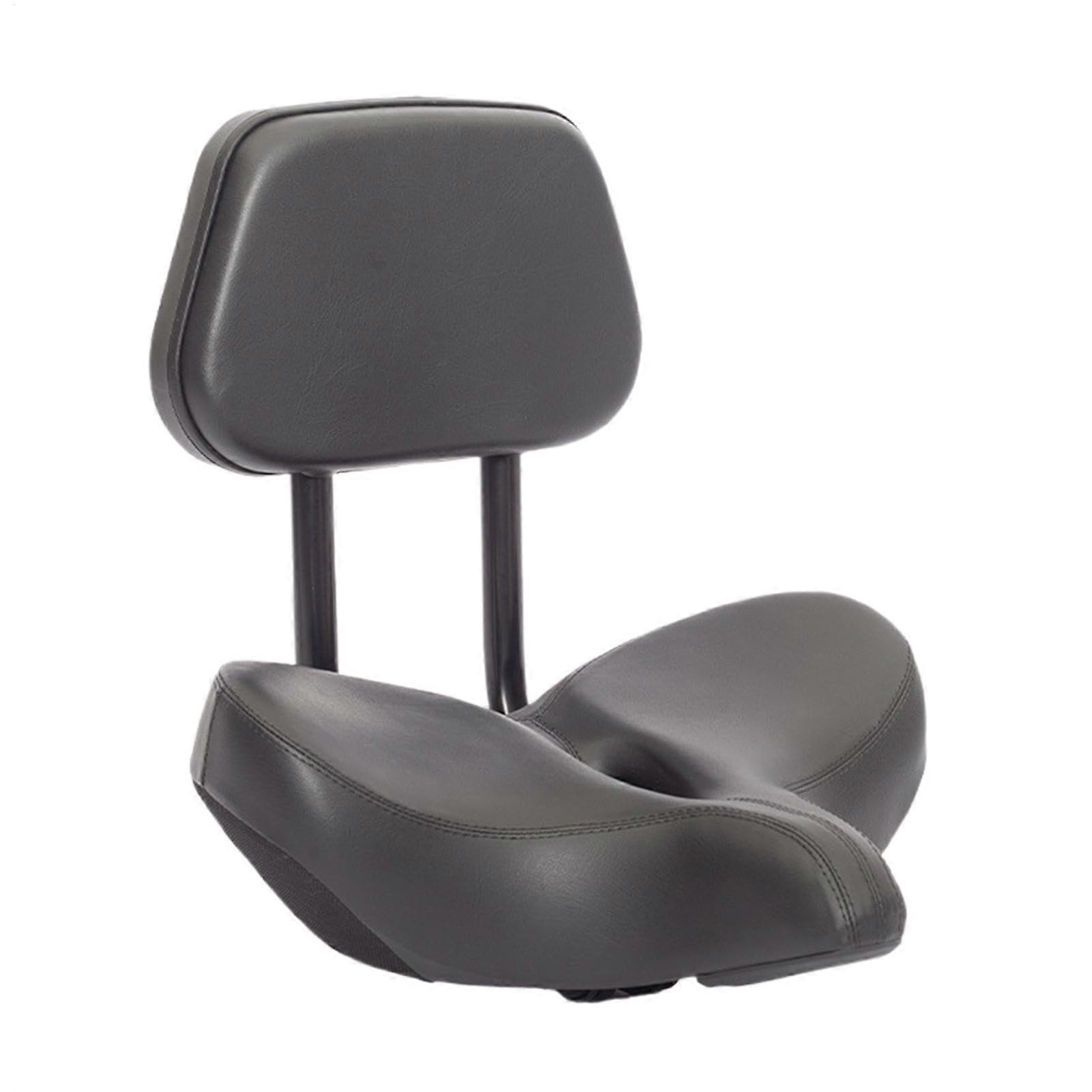 Foam Bicycle Seat with Backrest, Waterproof Black Saddle, Thickened Comfortable Cushion for Travel and Transport