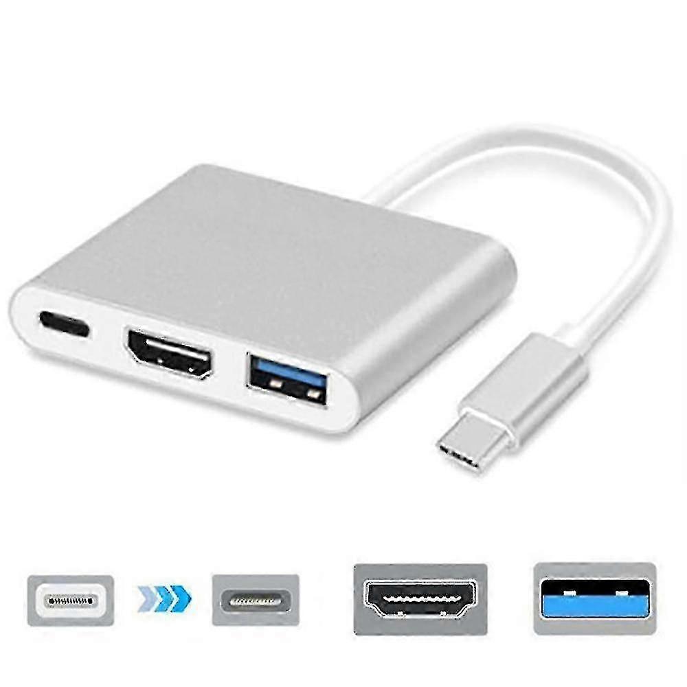 Type-c To Usb-c 4k Hdmi Usb 3.0 3 In 1 Hub Adapter Cable For Apple Mac zZ