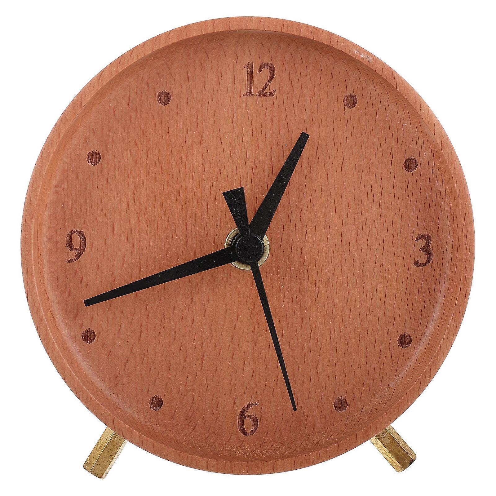 Tabletop Clock Minimalist Design Rectangular Desk Clock Office Use Wood Material Silent Operation 12.00X11.20X3.40CM 1Set