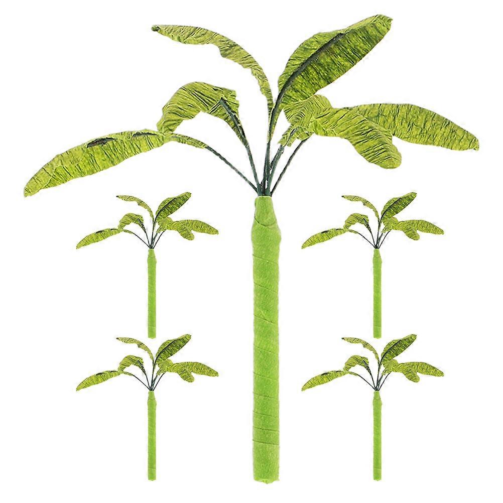 5PCS Mini Artificial Banana Trees for Micro Landscape, Realistic Greenery for Dollhouse & Sand Table Models, Architectural Project Decoration