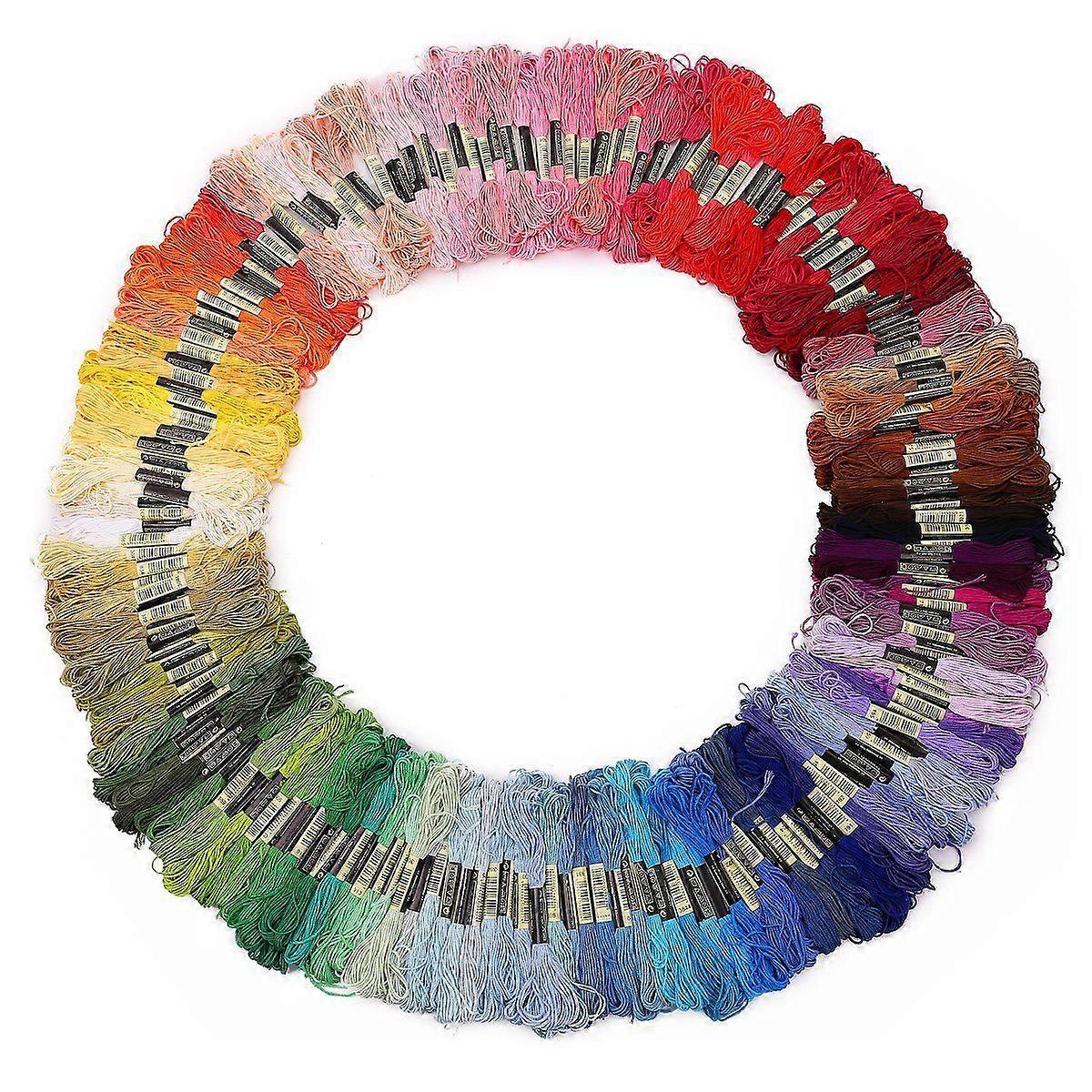 200 Skeins of 8M Multi-color Cotton Cross Stitch Embroidery Threads Floss Sewing Threads (Random Color)