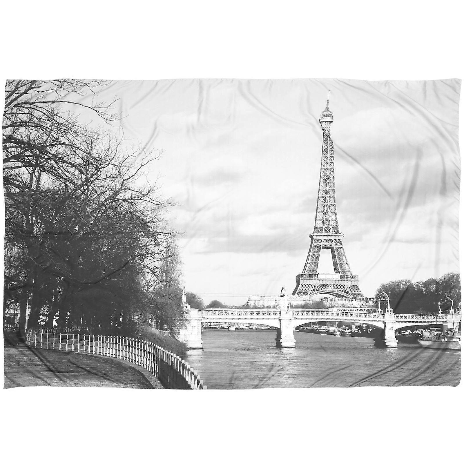 Eiffel Tower Wall Tapestry Hanging Blanket Indoor Use Rectangle Black Polyester 1Pcs