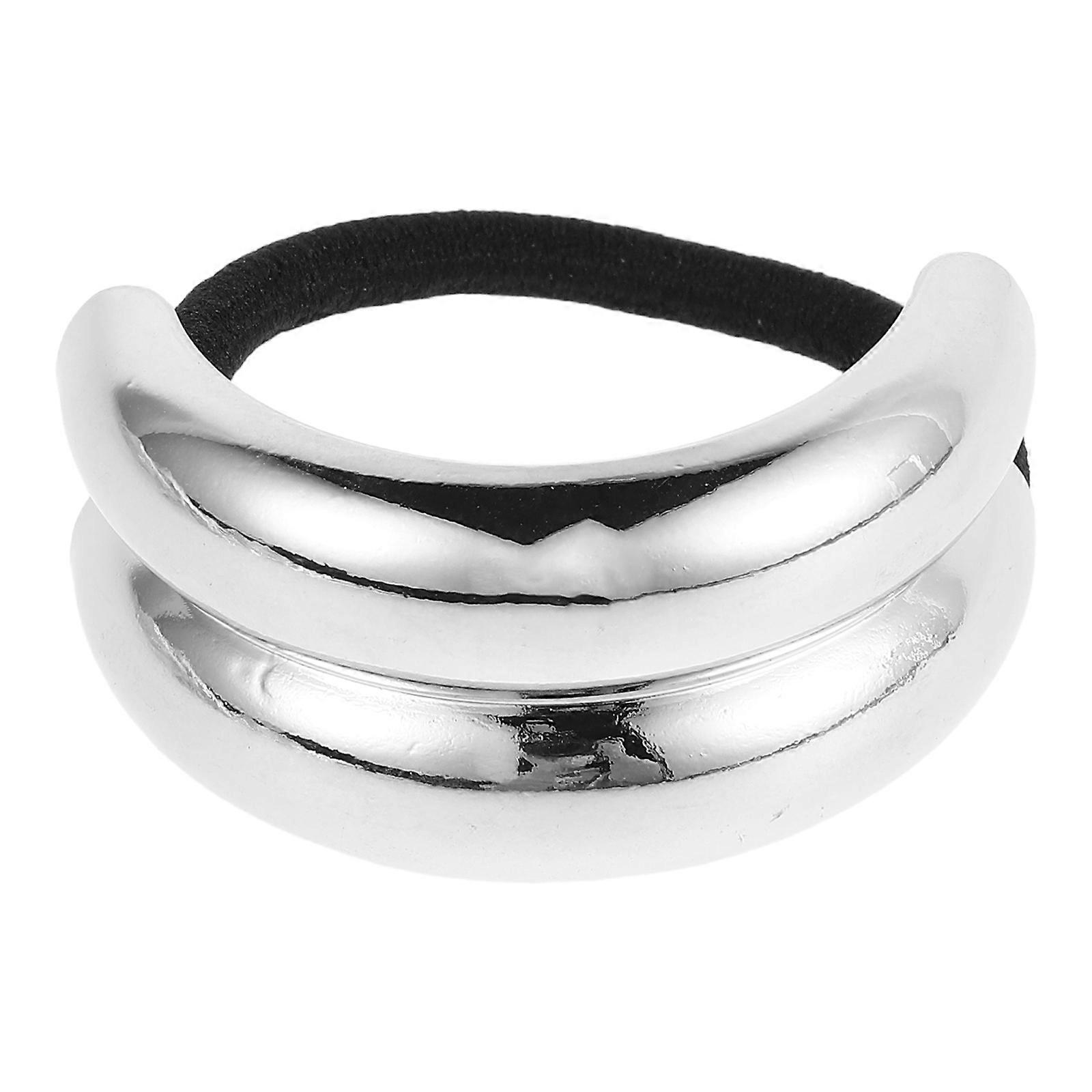 a refined and engaging product description for your **Geometric Metal Ponytail Holder with Elastic Rope Alloy Hair Accessory**:
**Elegant