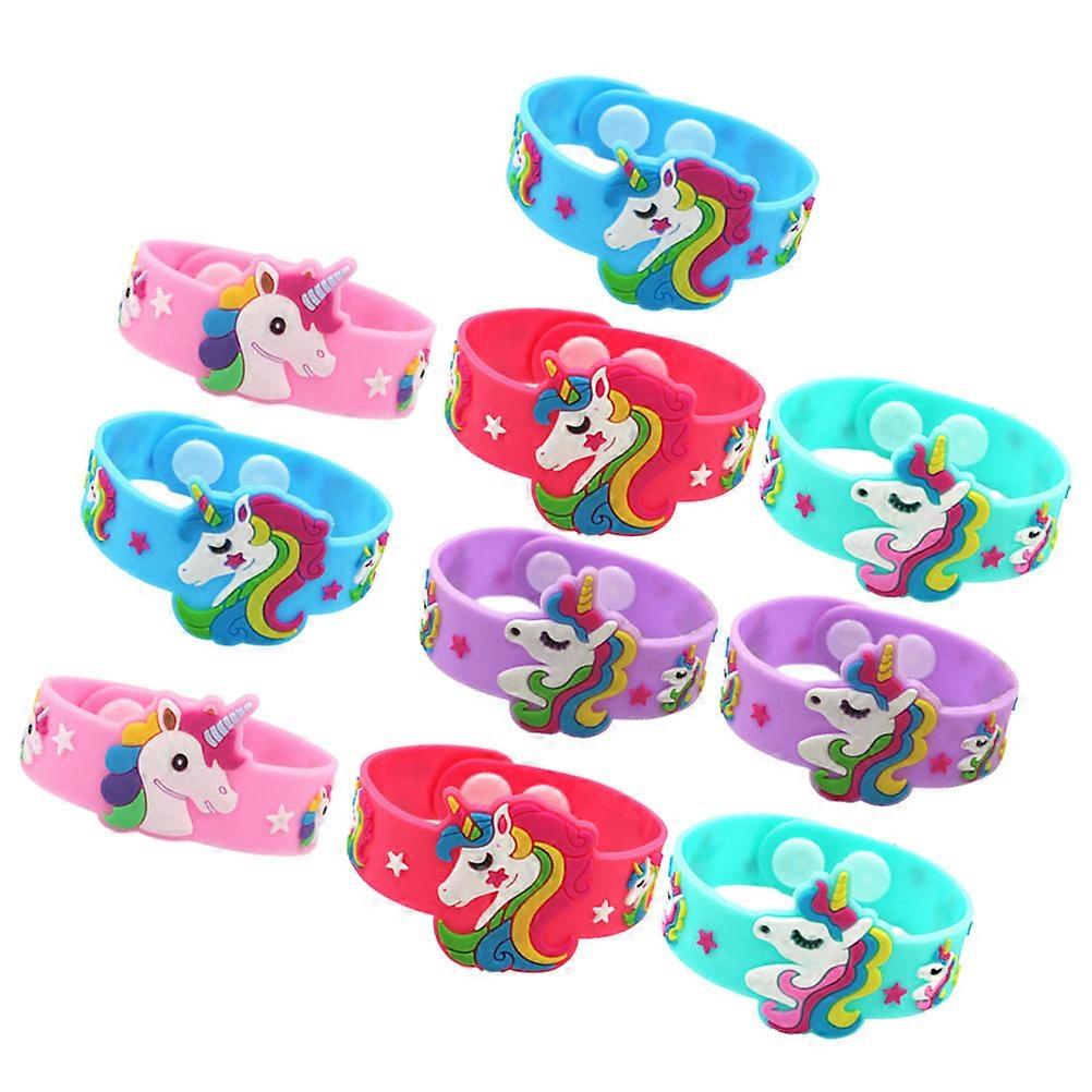 10pcs Unicorn Silicone Bracelets   Colorful Wristbands with Random Patterns for Parties, Birthdays, and Themed Events   Fun Dress Up Accessories