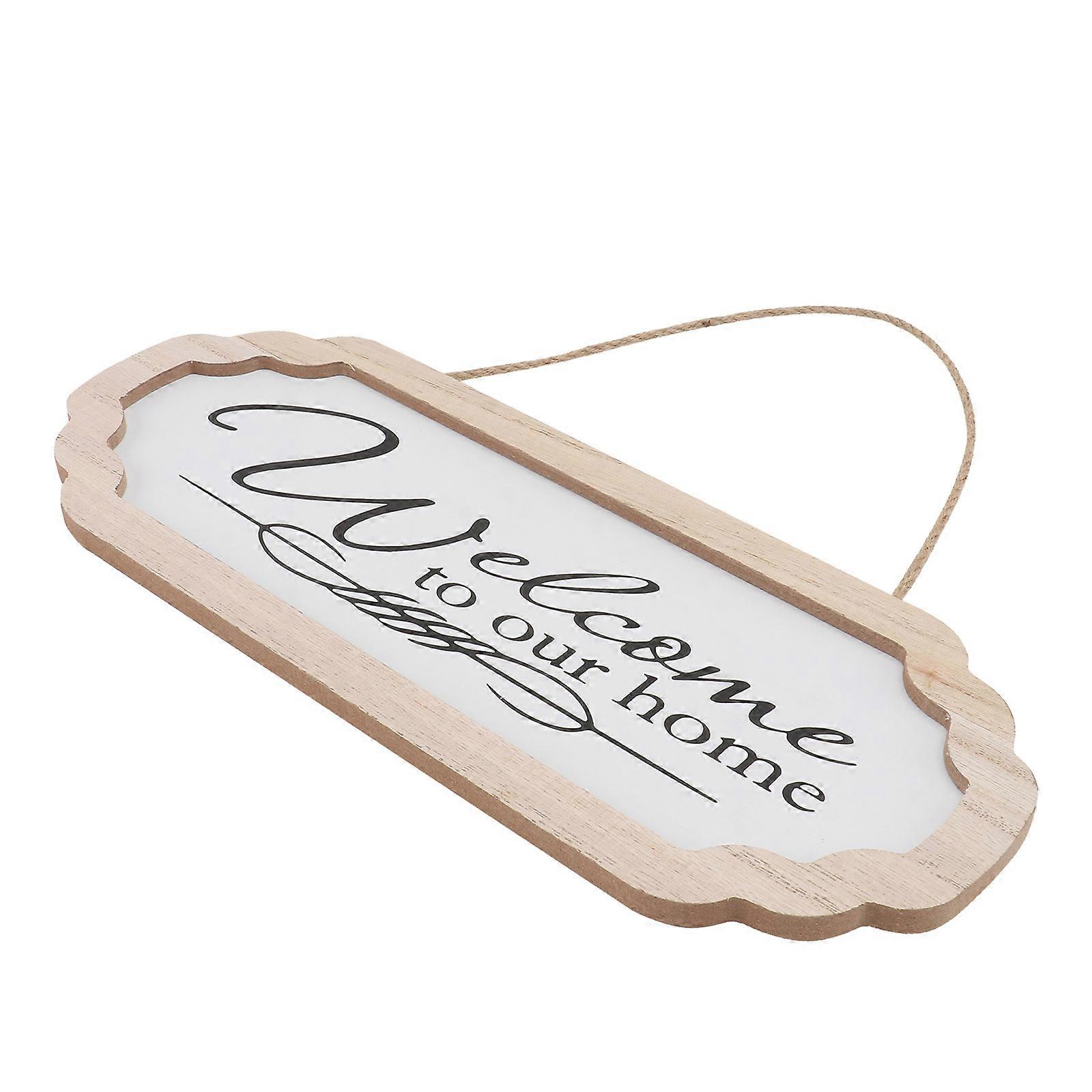 Welcoming Signs For Front Door Creative Wood Hanging Decoration Rectangular Rustic Style Party 30x11.5cm 1Pack