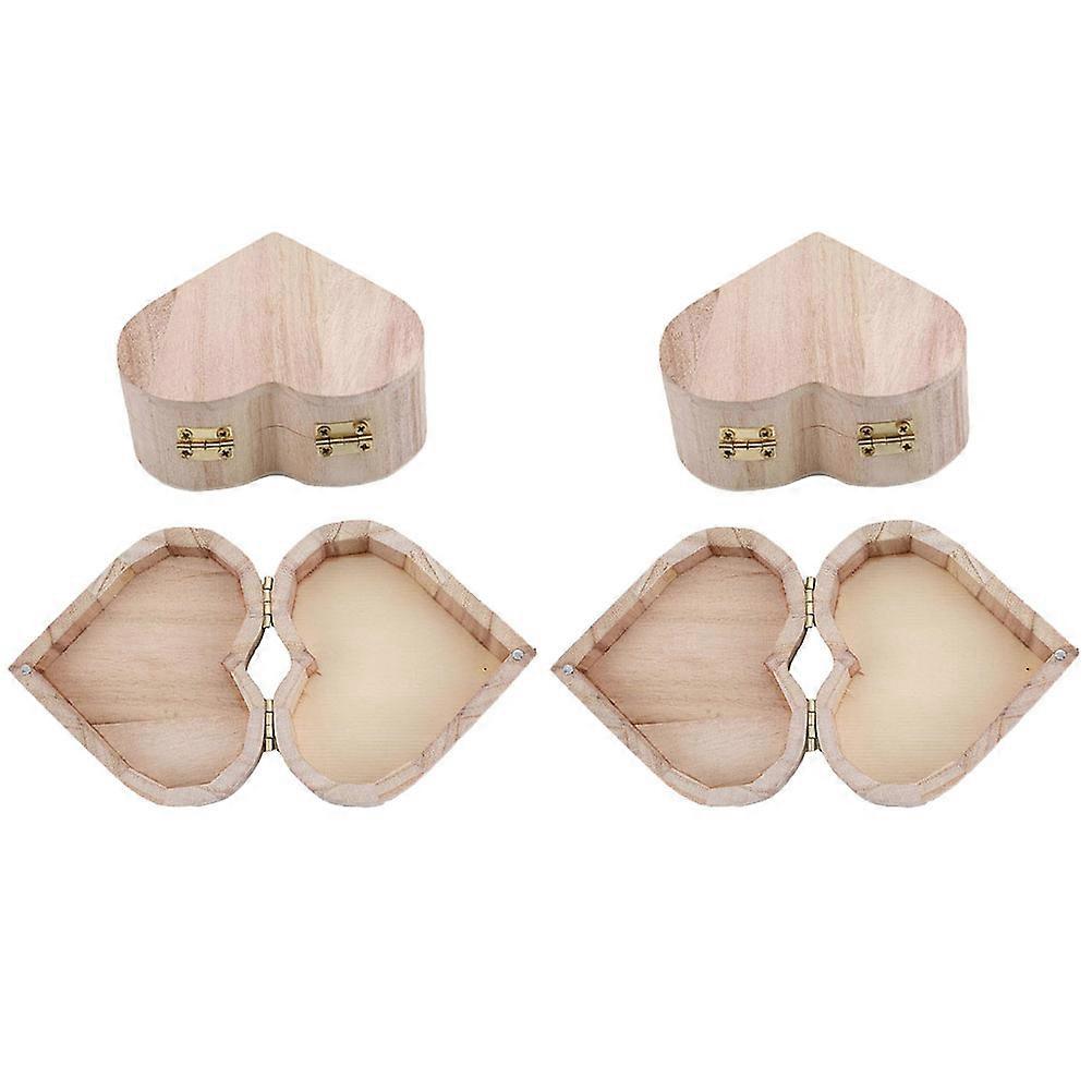 Valentine's Day Heart Shape Wood Jewelry Box Solid Wood Storage Display 4Set