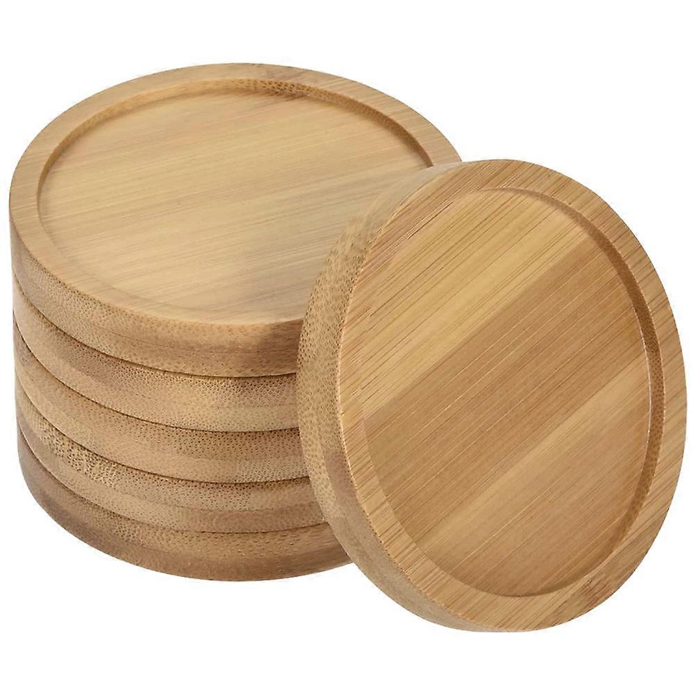 Round Flowerpot Trays Bamboo Trays Homeowners Gardeners Stable Base Inner Diameter 11cm Collection 6Pack