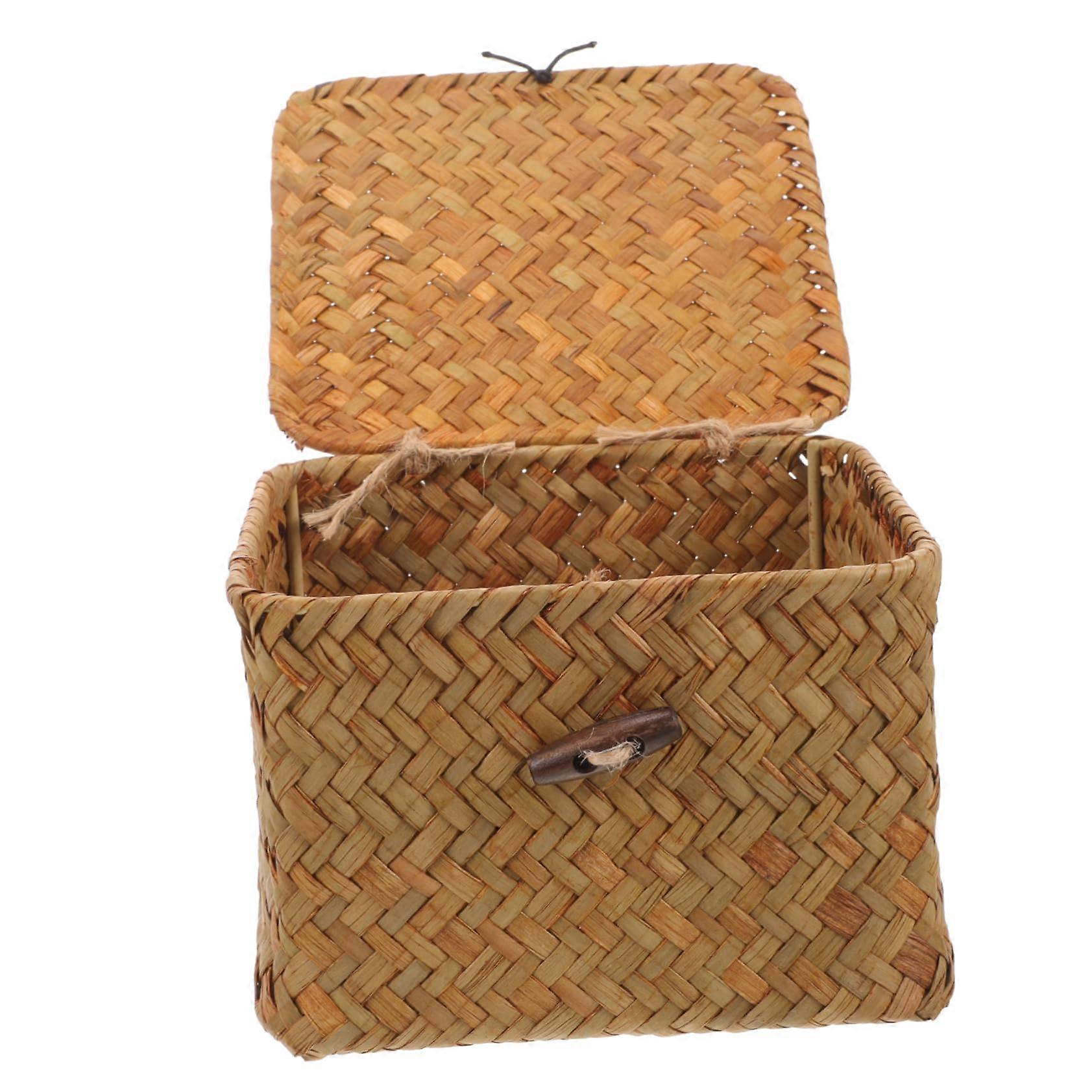 Woven Storage Box, Rattan Basket with Lid, Sewing Box, Storage Container, Needles and Thread Basket