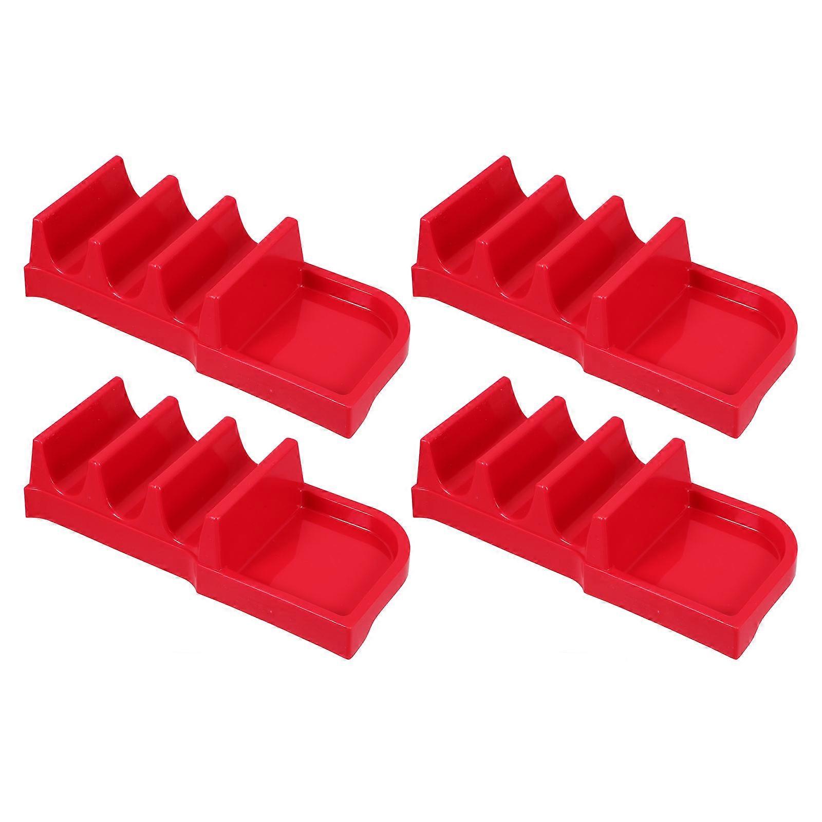 Taco Holder Large Taco Tray Red Plastic Plates With Sauce Tray Hold Up 3 Tacos Display Rack For Home Gatherings 4Pcs