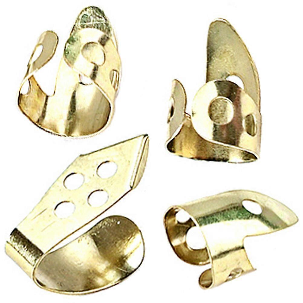 Golden Metal Finger Picks for Guitar Multi-Functional Pick 4Pcs Set