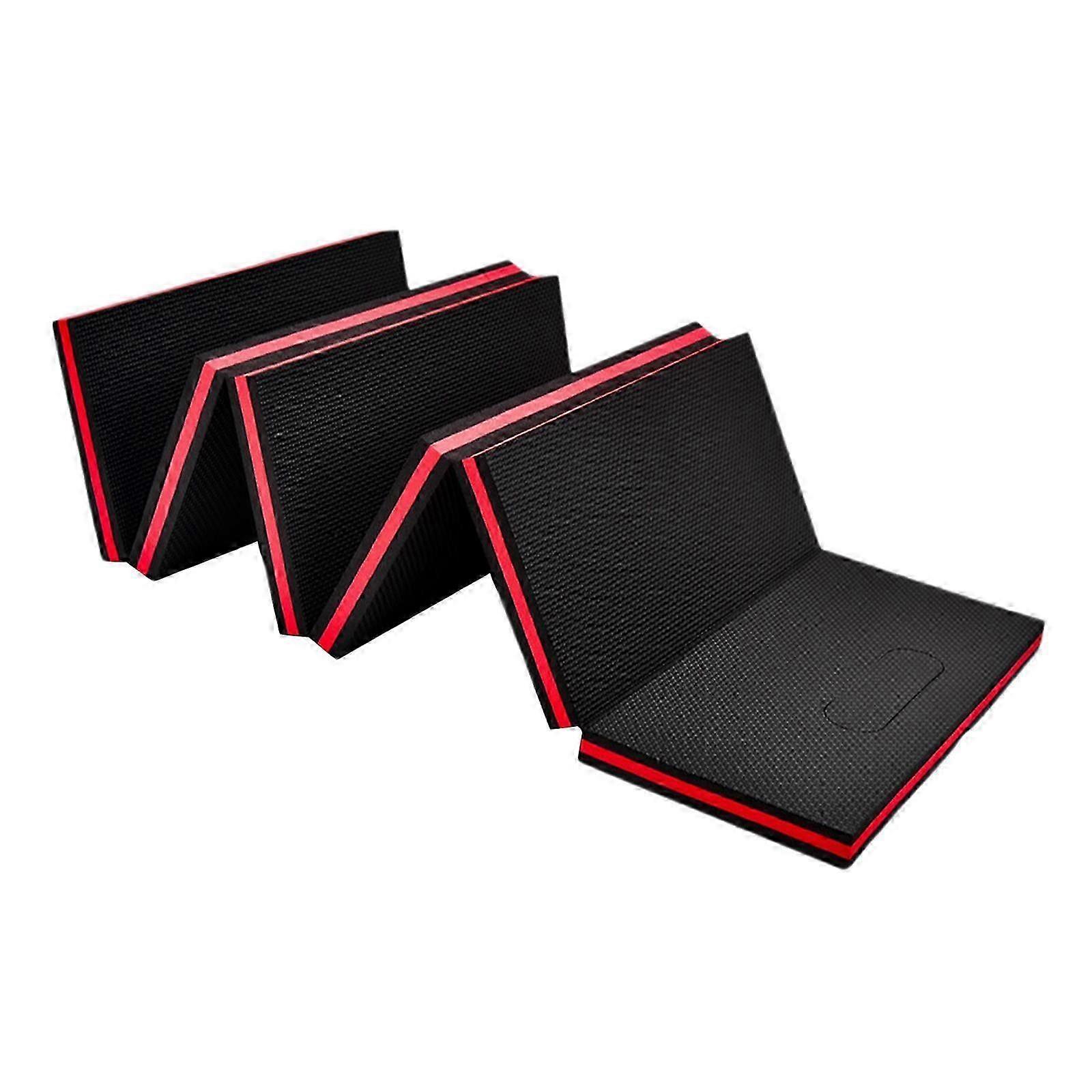 Foldable Thick EVA Mechanics Floor Mat Exercise Mat for DIY Projects with Comfort in Red and Black Colors
