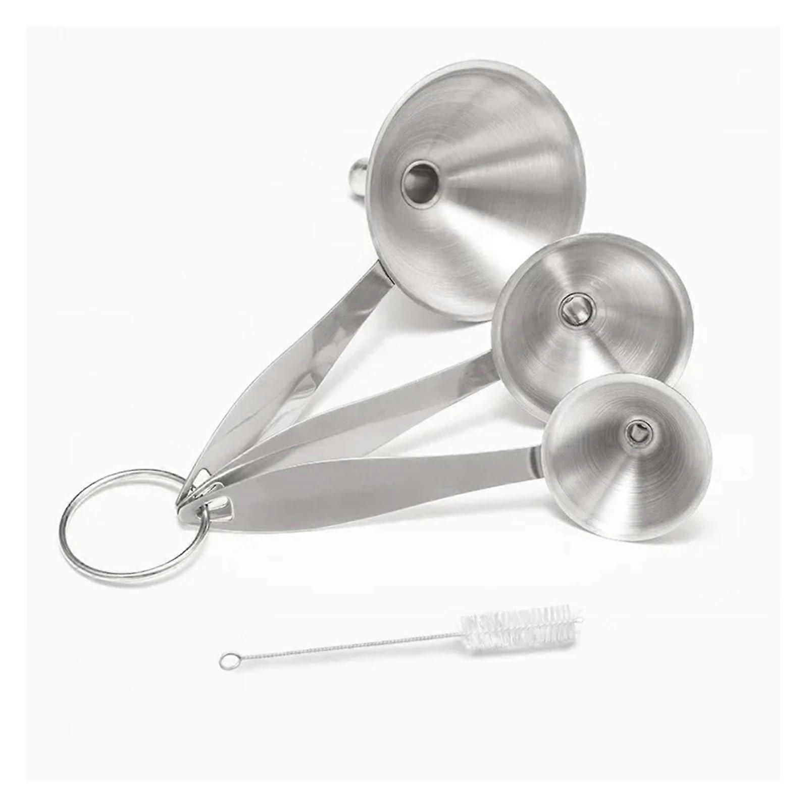 Stainless Steel Funnel Set Of Three Long-Handle Small Funnels For Vinaigrette And Spices, Kitchen Home Use - 4 PCS