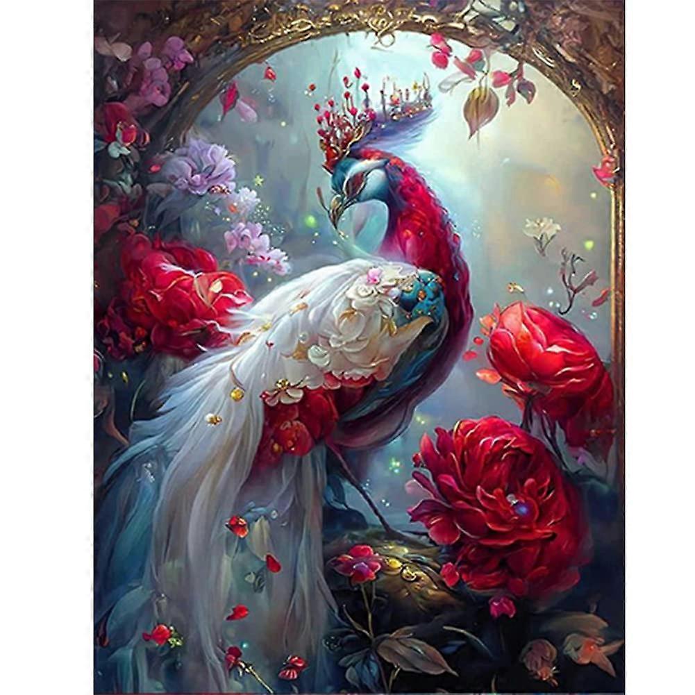 5D DIY Full Round Drill Diamond Painting Peacock Art Kit for Home Decoration NH2826 Colorful Wall Decor
