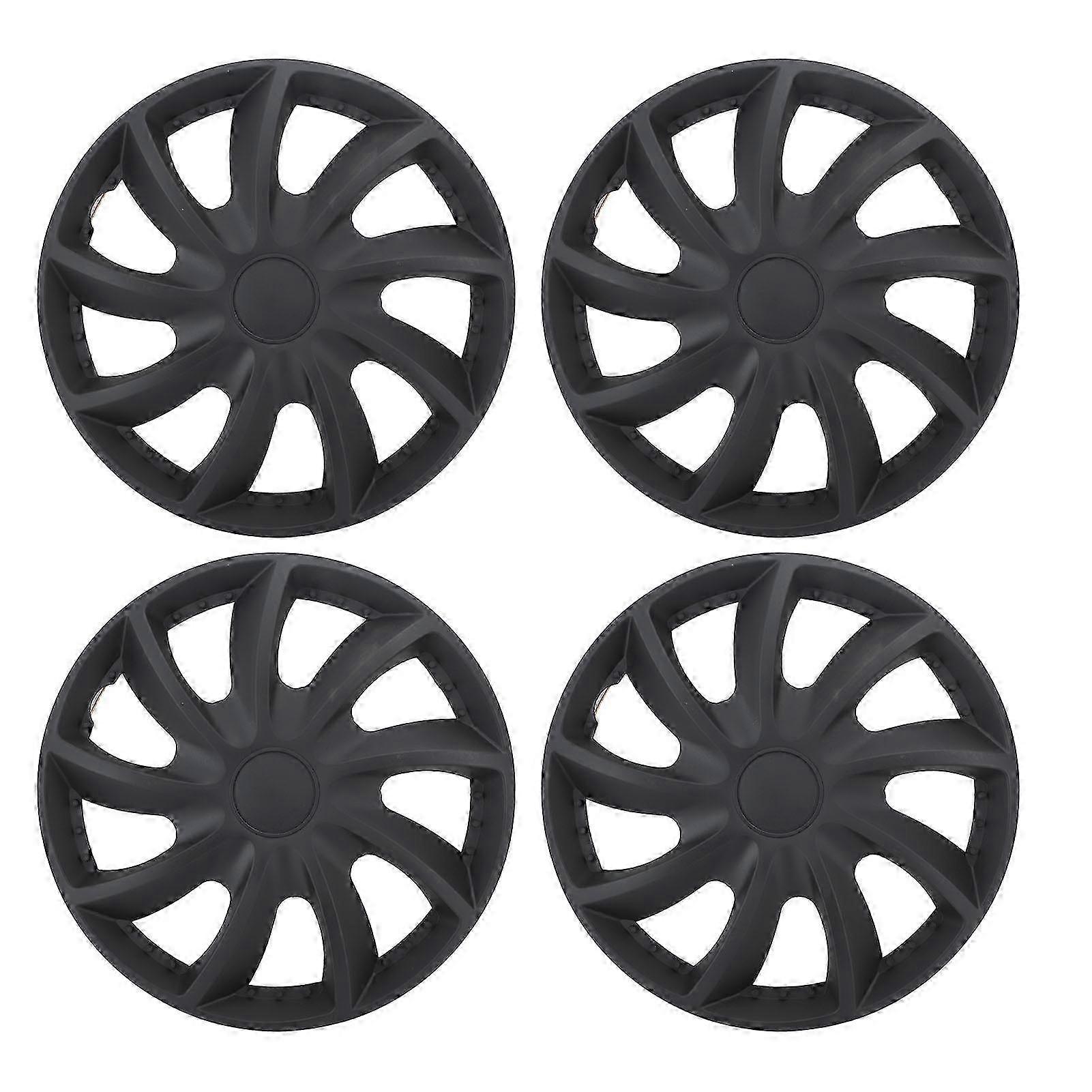 4PCS 15in Universal Fit Wheel Hubcap Black Full Protection Scratch Resistant for Vehicles
