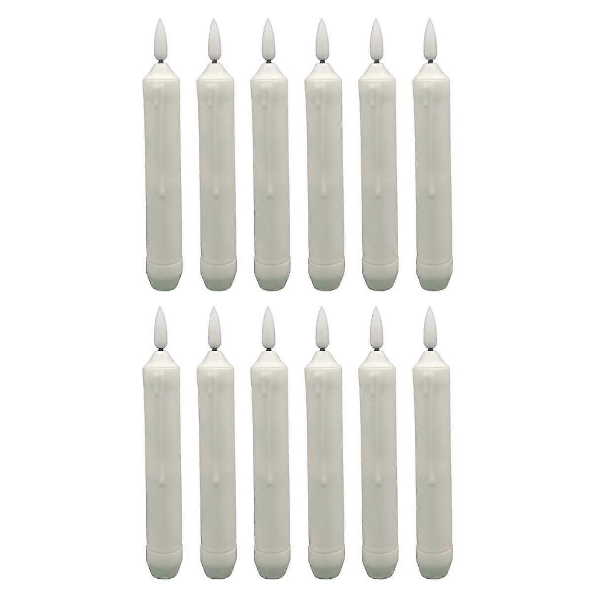 LED Christmas Flameless Candlesticks PP White Pack of 12