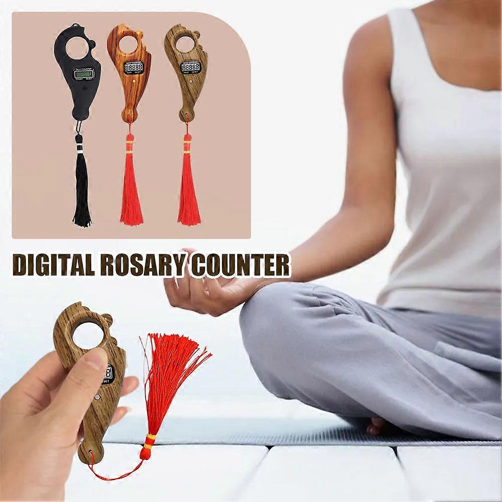 Black(A)$Digital compass with light Buddhist beads counter Digital rosary counter