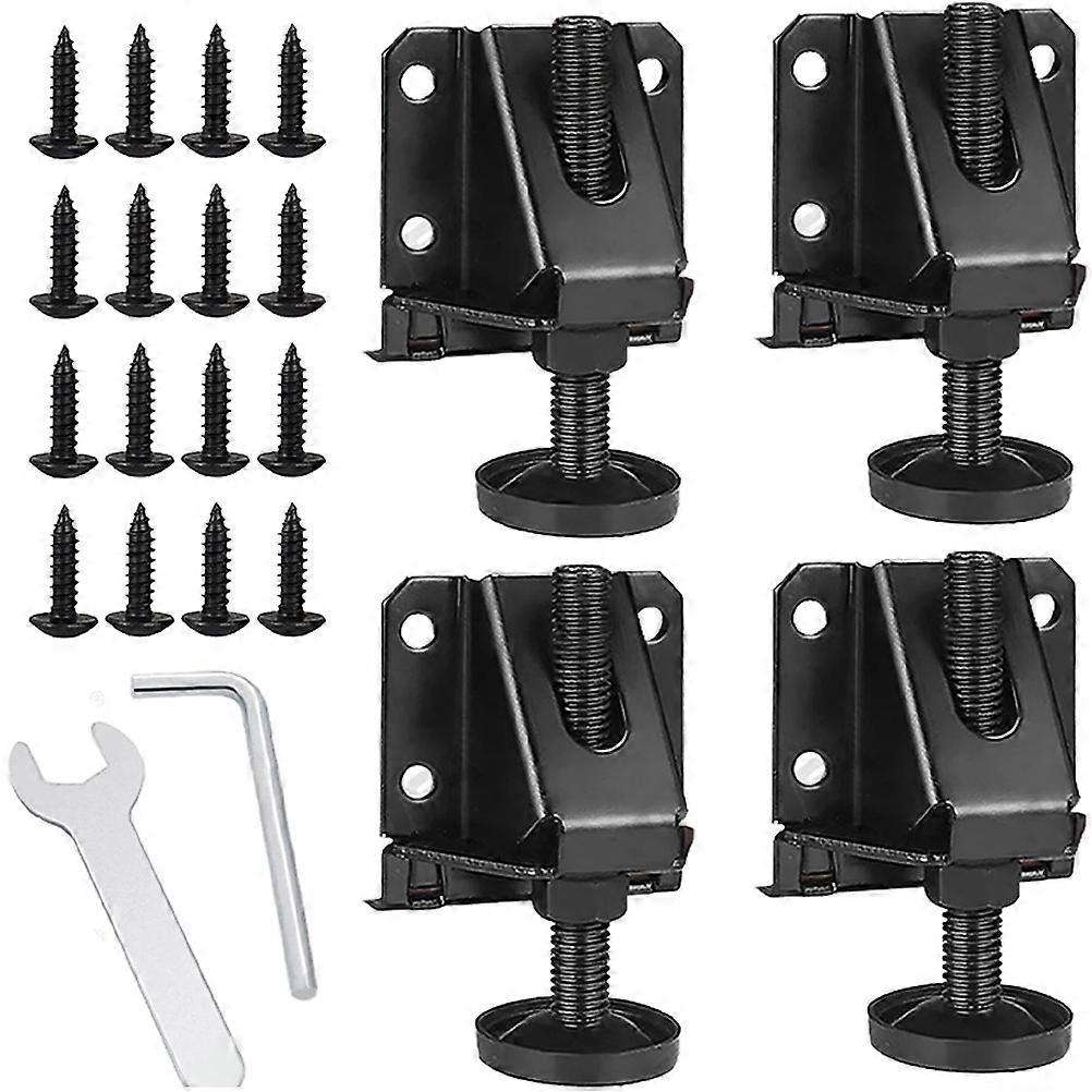 4pcs Adjustable Table Feet for Furniture Cold Rolled Steel Legs with Swivel Feet for Workbench, Durable, Height Adjustable for Uneven Surfaces,