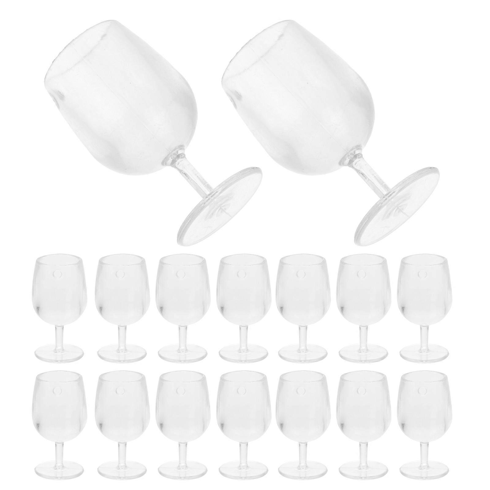 Miniature Wine Goblet Dollhouse Accessory for Decor 20Pcs Clear Plastic Cups