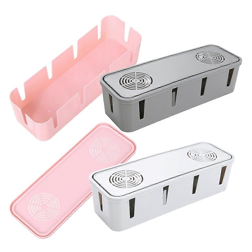 Charging Cord Organizer Rectangular Pink Cable Management Box For Adults Wear-Resistant 3Pcs