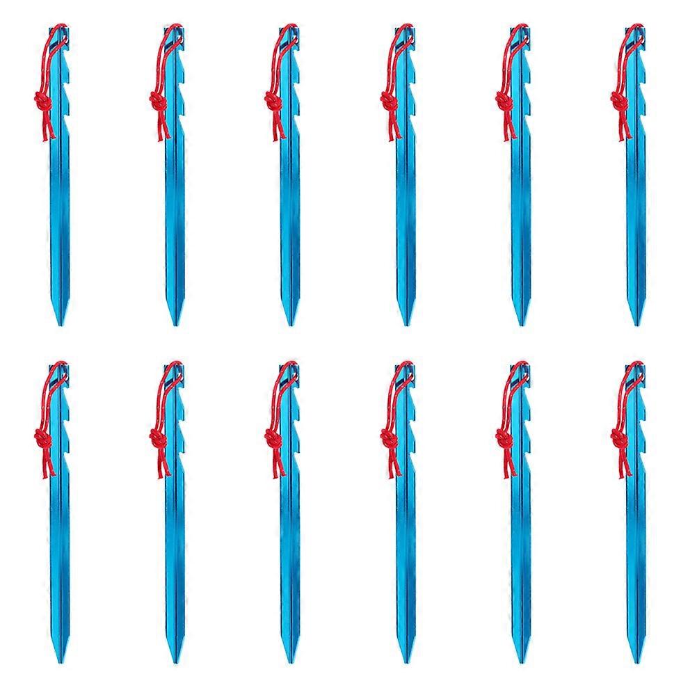 Blue Aluminum Alloy Tent Stake Set with 12PCS for Outdoor Camping and Hiking Use