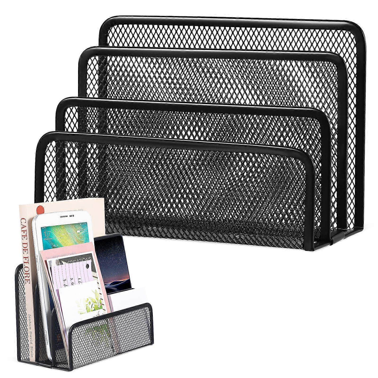 Organizer per file verticale in metallo resistente con design aperto Rack per documenti da tavolo a 3 sezioni per forniture per ufficio, portalettere e riviste