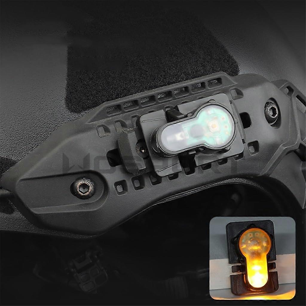 Helmet Side Rail Signal Light Waterproof Lamp for 2.4 cm Wide Helmets LT-03-BK(OR) with Bright LED Illumination
