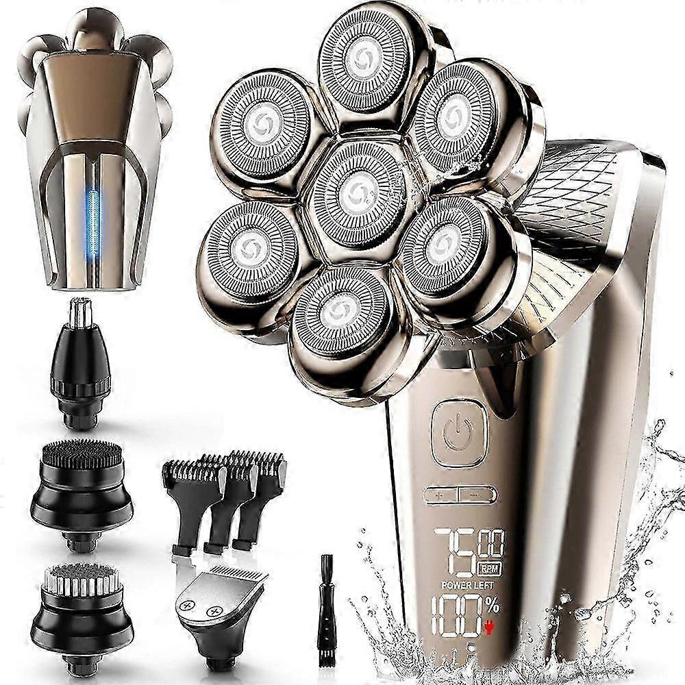 Barbeador elétrico, barbeador elétrico, barbeador careca, molhado / seco, 7D,