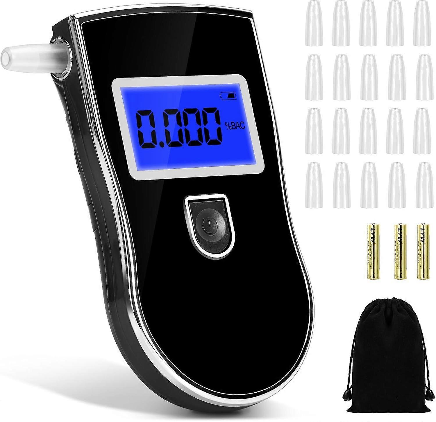 Semiconductor Sensitivity Sensor Electronic Breathalyser  Portable Alcohol Tester with 20 Mouthpieces  Breathalyzer with LED Display Digital Display