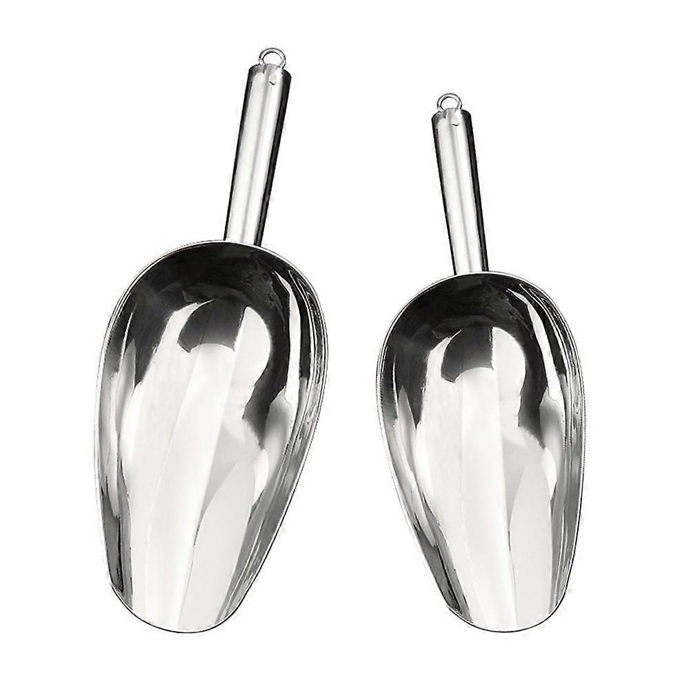 Flour Scooper Multipurpose Scoop Simple Design Food Storage Use 28x10cm Silver 2Pcs