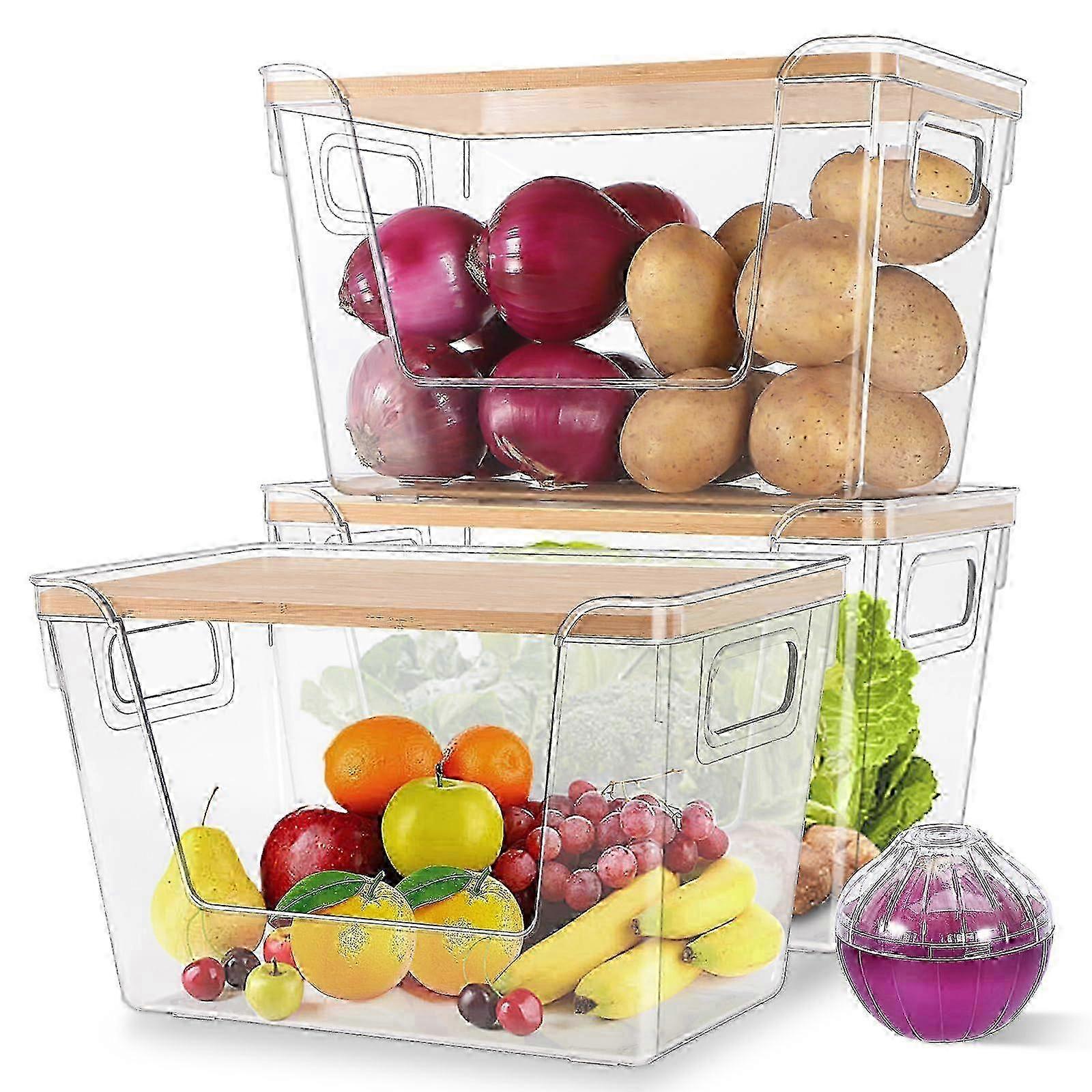 4-Piece Stackable Pantry Organizers for Kitchen Counter & Cabinet - Space-Saving Storage Bins for Home Organization