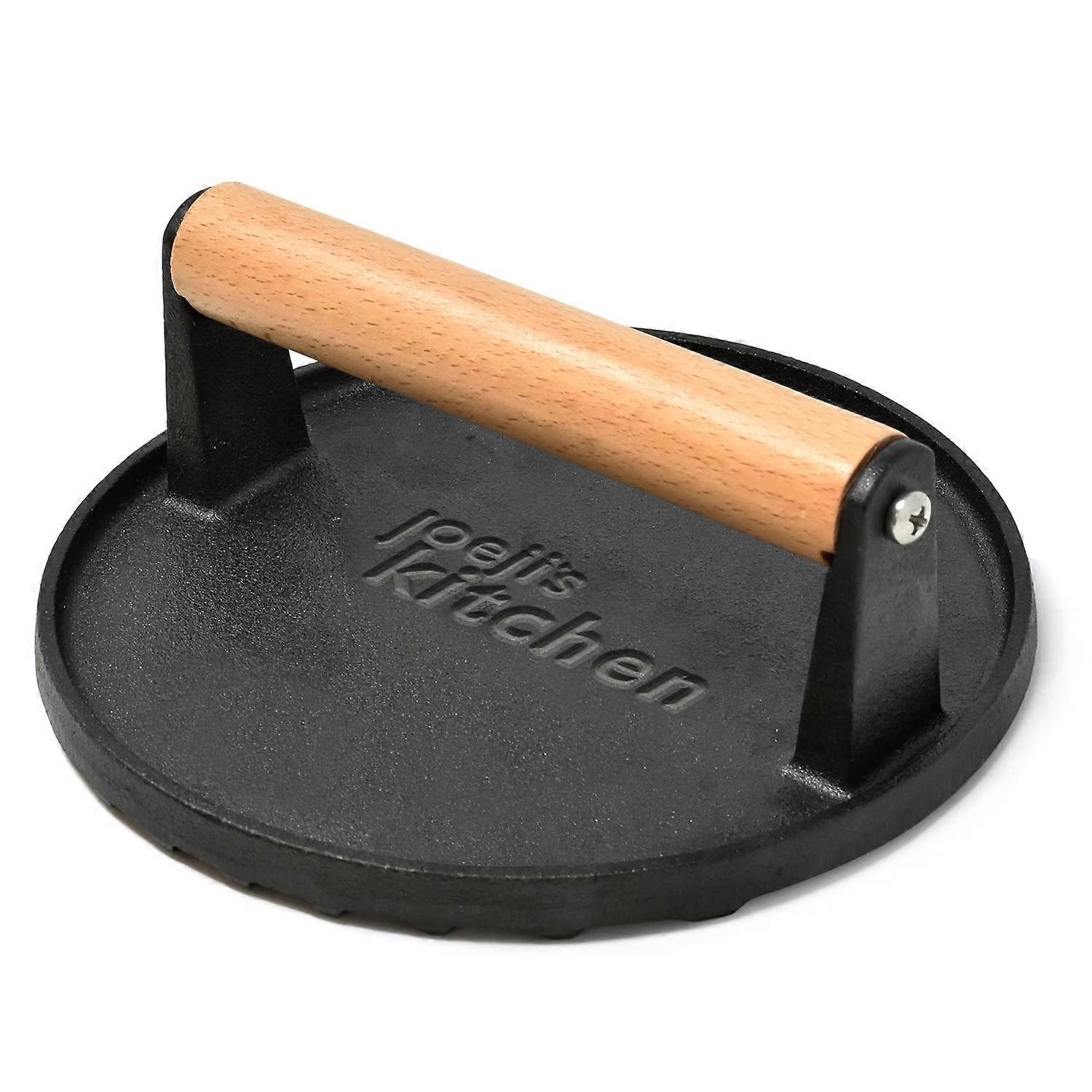 Burger Press Non-Stick Cast Iron Patty Press With Cool Touch Wooden Handle For Hamburger Smasher