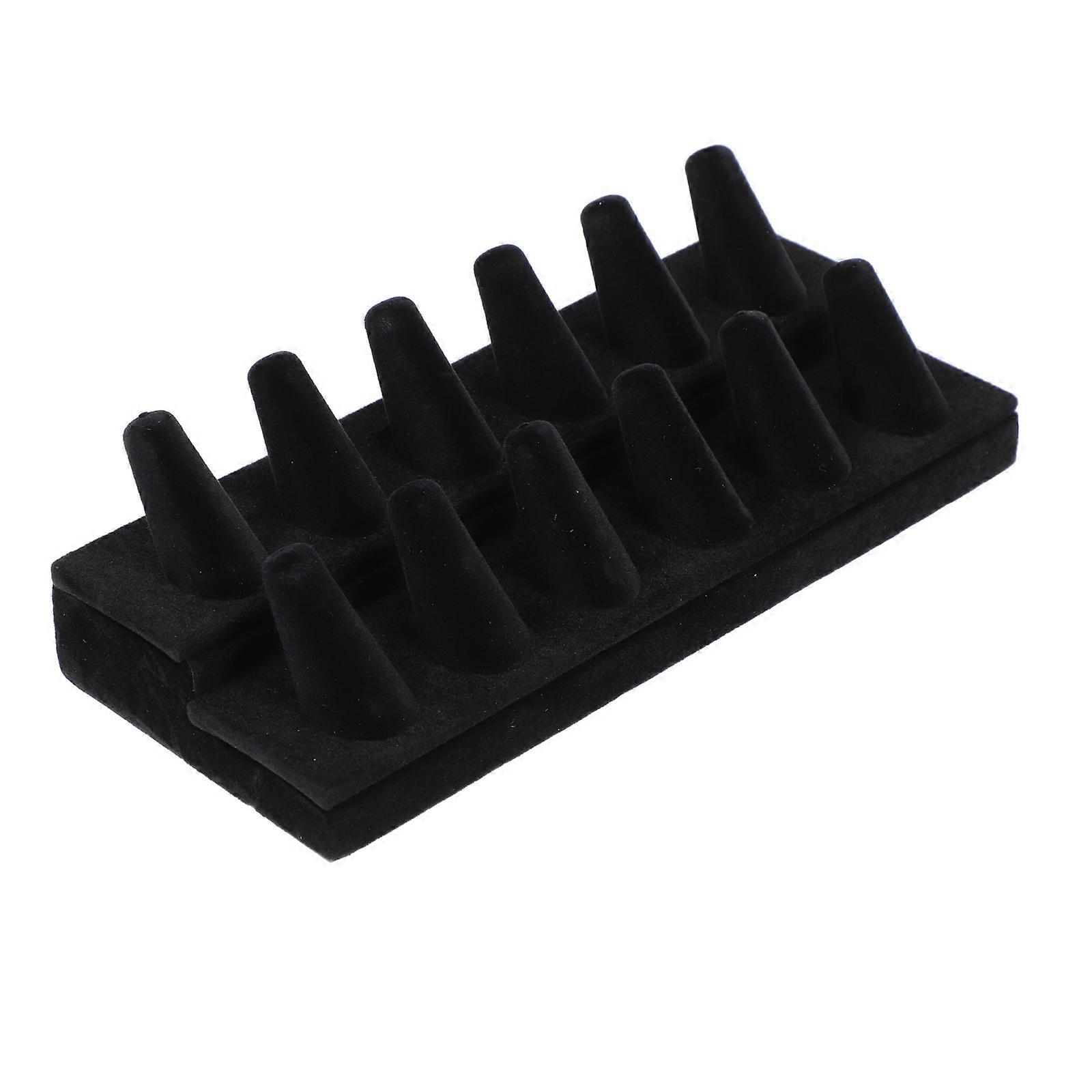 Ring Display Rack Decorative Organizer Velour Material Retail Stores 21x9x6.5cm 1Set
