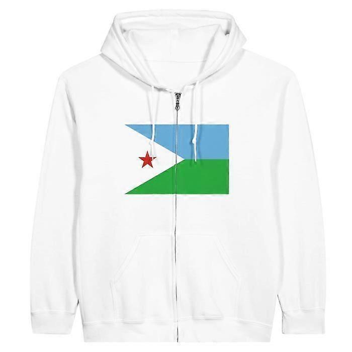 Hoodie - PIXELFORMA - Djibouti Flag - White - Polyester-Cotton - Optimal comfort