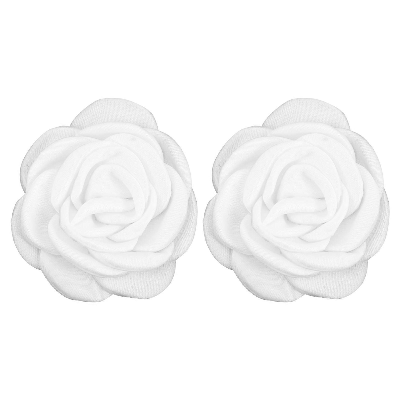 Fabric Flower Shoe Clips for DIY Wedding & Elegant Removable Buckles, White Design, Easy to Install for Flats & Pumps