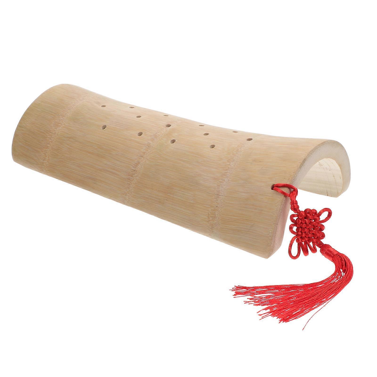 Bamboo Neck Pillow Arc Shape Rest and Relaxation Khaki 29.50X14.00X7.00CM Waist 1Pack