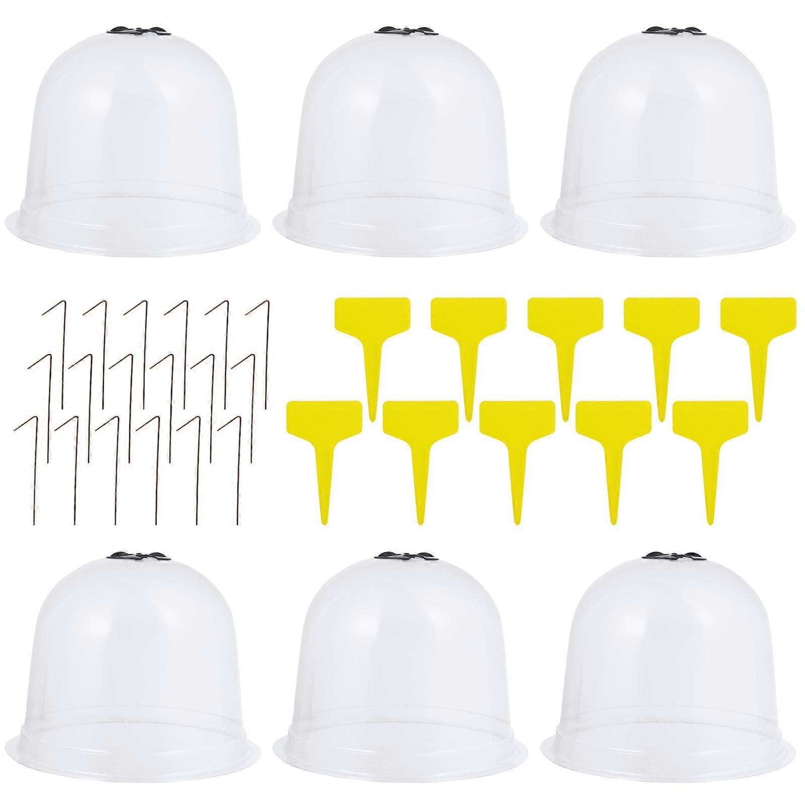 Gardening Accessories with 6 Transparent PVC Plant Covers 10 Labels and 18 Pegs for Frost Protection
