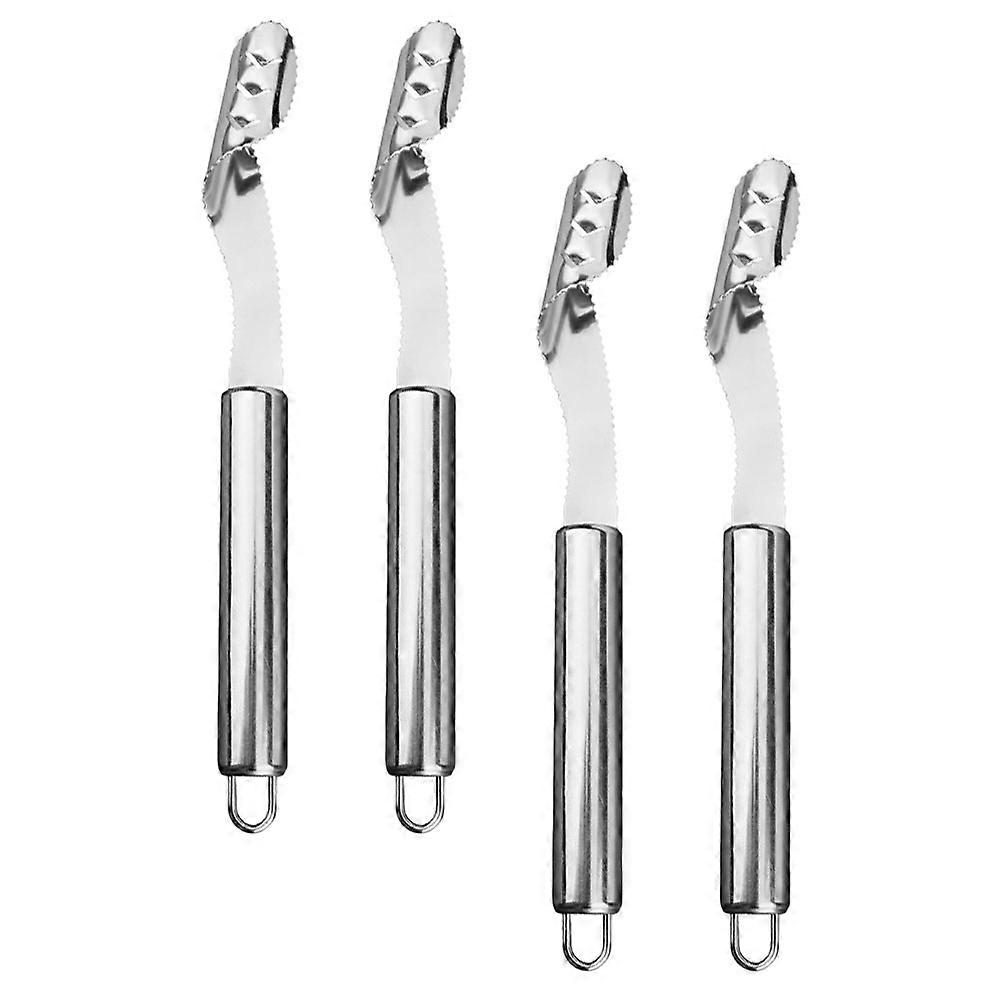 Stainless Steel Pepper Core Removing Tool with Serrated Edges for Kitchen Use Silver 4pcs
