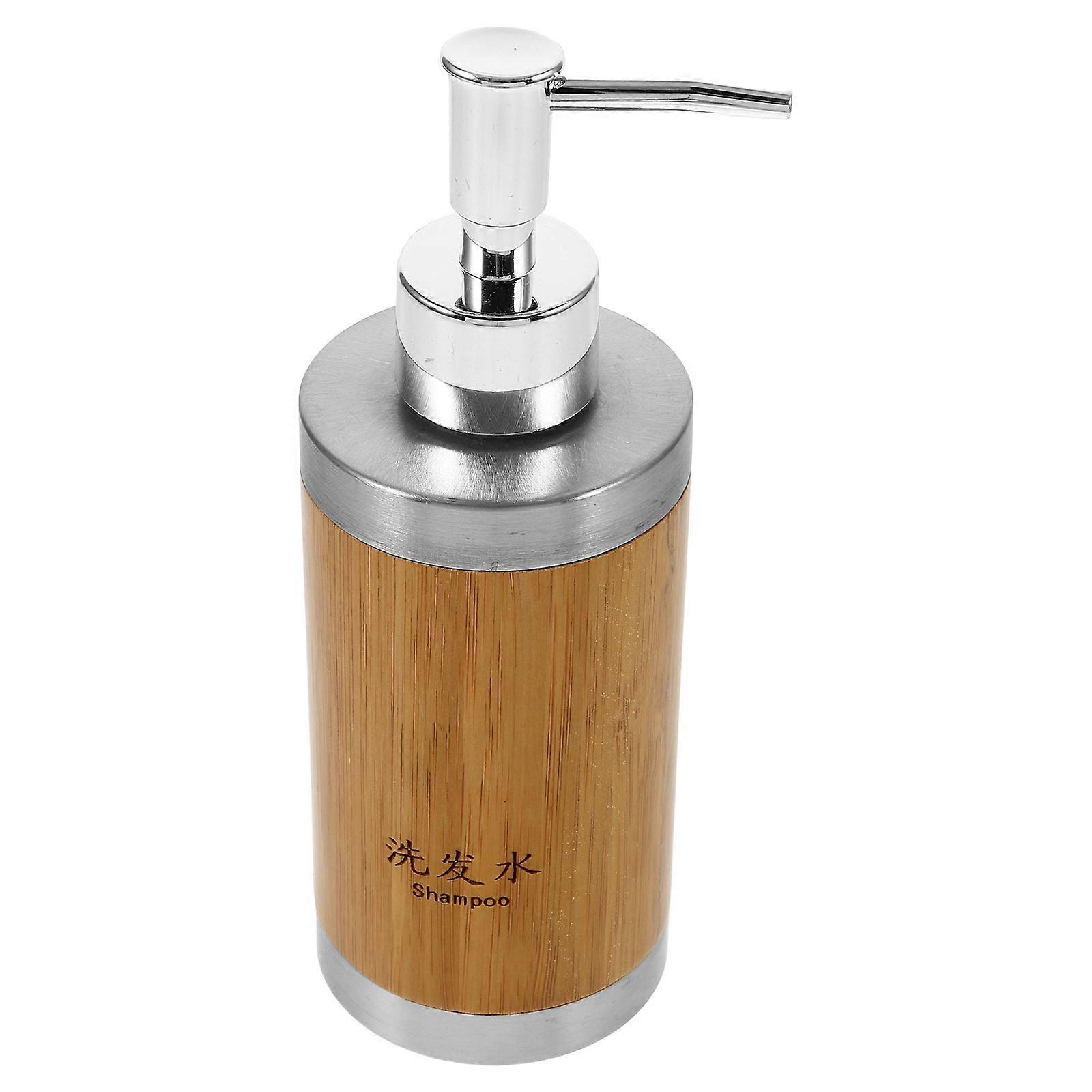 Masteelf Bamboo Pump Bottle 250ml Refillable Dispenser for Lotion Shampoo Empty Bottle Set