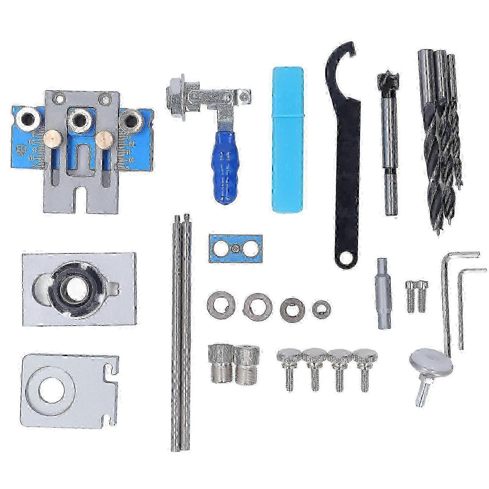 3-in-1 Dowel Jig Kit & Pocket Hole Jig Set - Adjustable Woodworking Drill Guides Locator Punch Tool for Perfect Joints