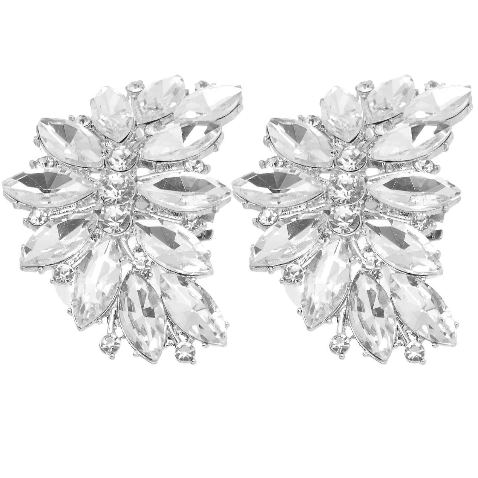 Durable Crystal Shoe Clips with Rhinestones for Wedding Shoes Adding Charm and Elegance Silver