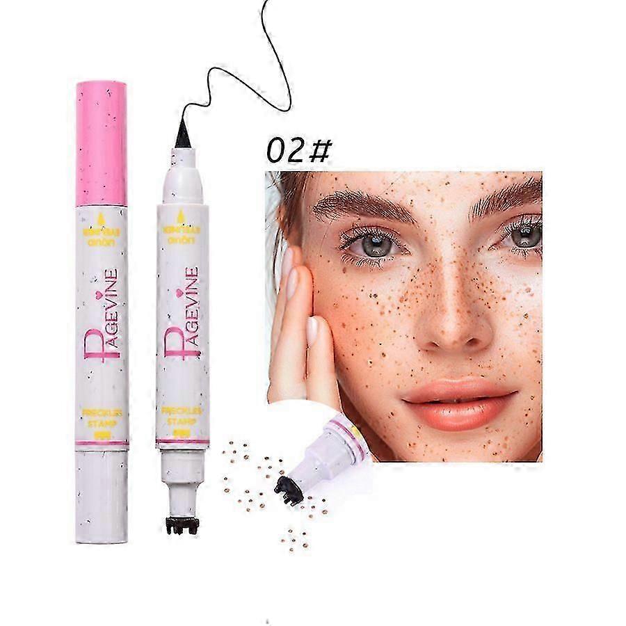 2 in 1 Freckle Stamp and Liquid Eyeliner Pen, Fake Freckles Face Tattoo Stain Pencil, Waterproof Long- lasting Eyeliner Liquid Pen, Freckle Stamp