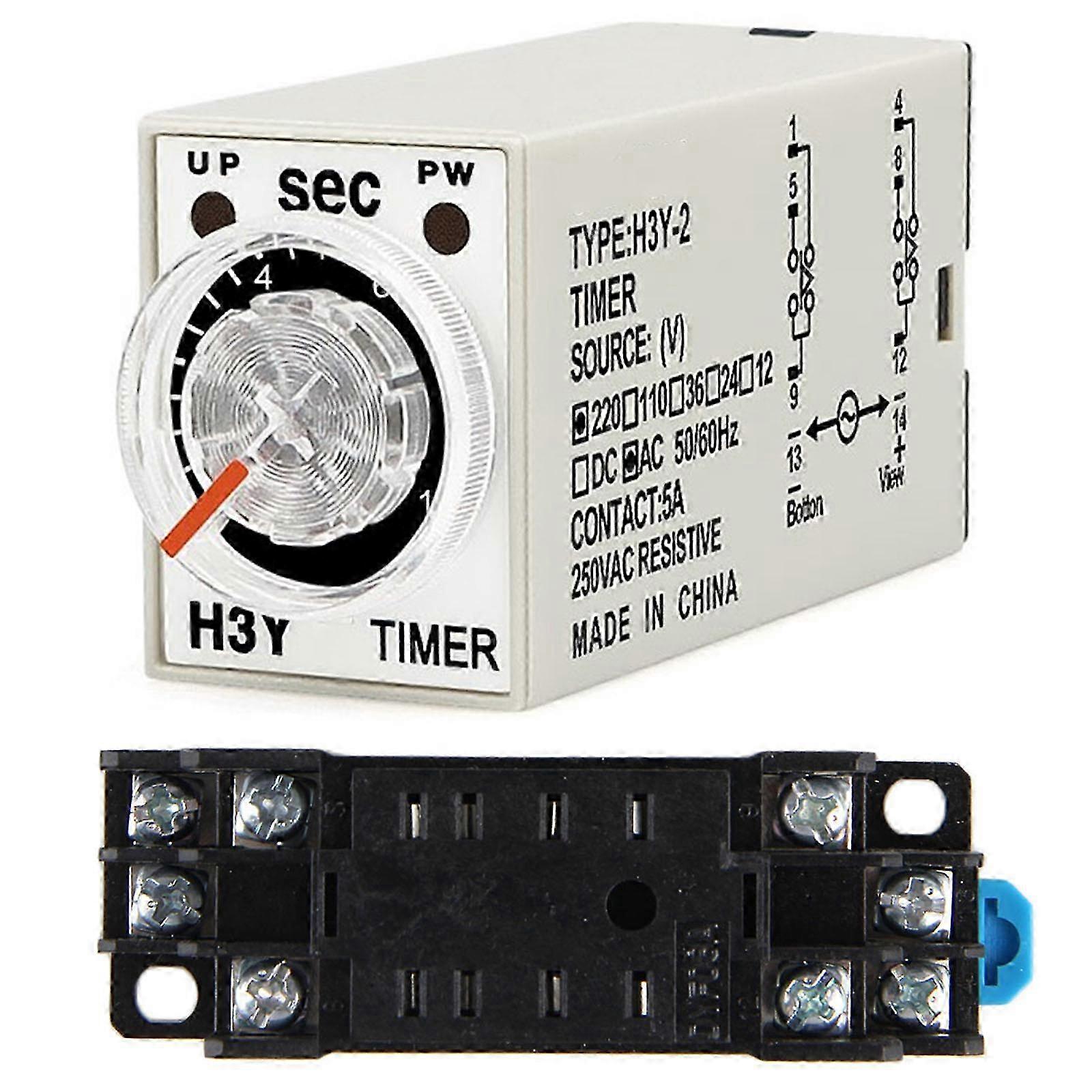 2025 H3Y-2 H3Y Power Delay for Time Temporizador Relay 0-60 AC 220V With Base New  Other