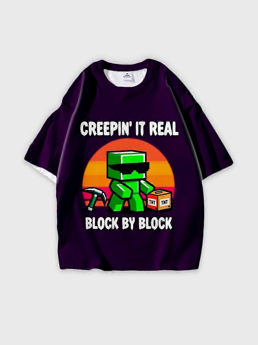 T-shirt round neck Cartoon Role Pattern loose short sleeve E1255