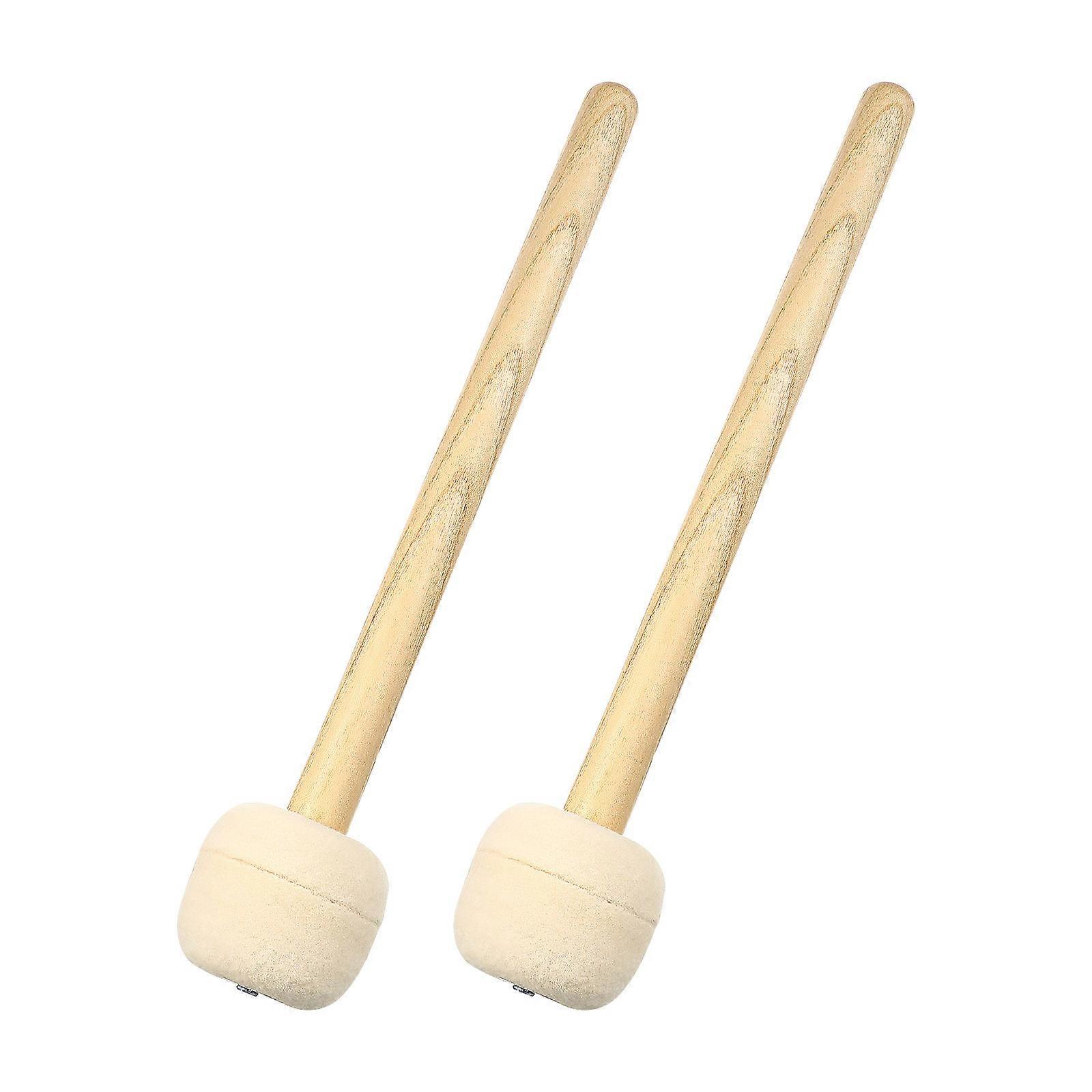 Wooden Handle Drum Sticks with Wool Felt Head for Drum 2pcs Perfect for Practice and Performances
