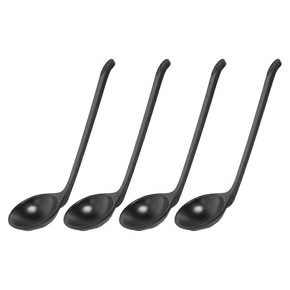 Kitchen Spoon with Long Handle for Serving Soup and Sauces Black 4pcs